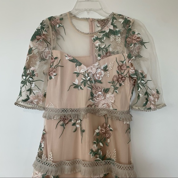 Pink floral embroidery maxi dress - Picture 3 of 8